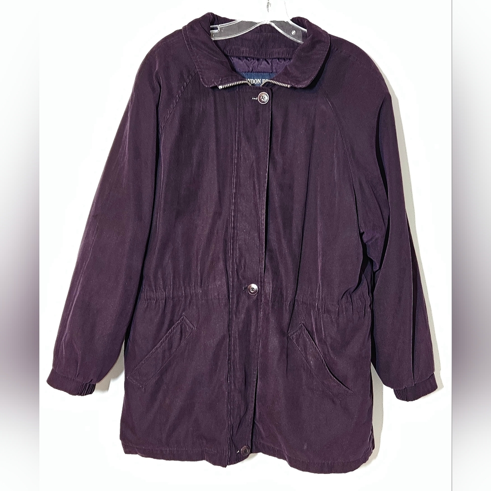 London Fog Dark Purple Lined Winter Jacket,  Sz L